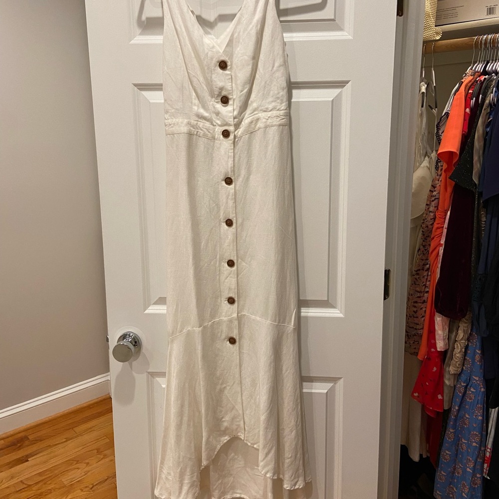 Mango Cream Button-Front Maxi Dress